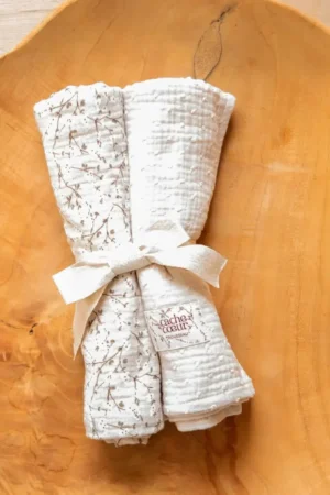 2 Maxi Langes bébé 65x65cm Trousseau