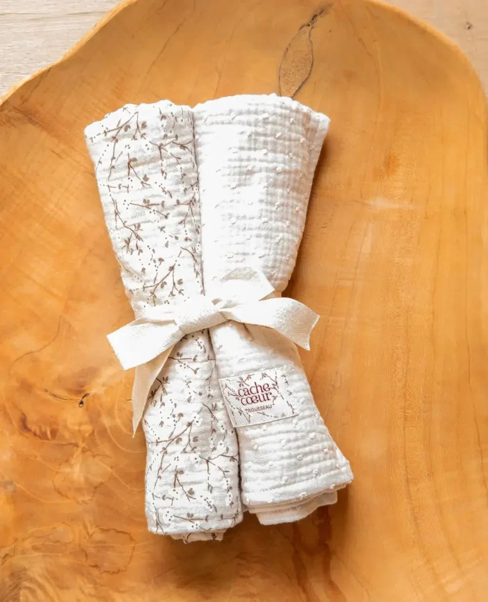 2 Maxi Langes bébé 65x65cm Trousseau