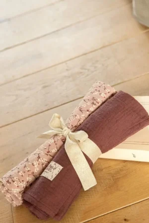 2 Maxi Langes bébé 65x65cm Trousseau