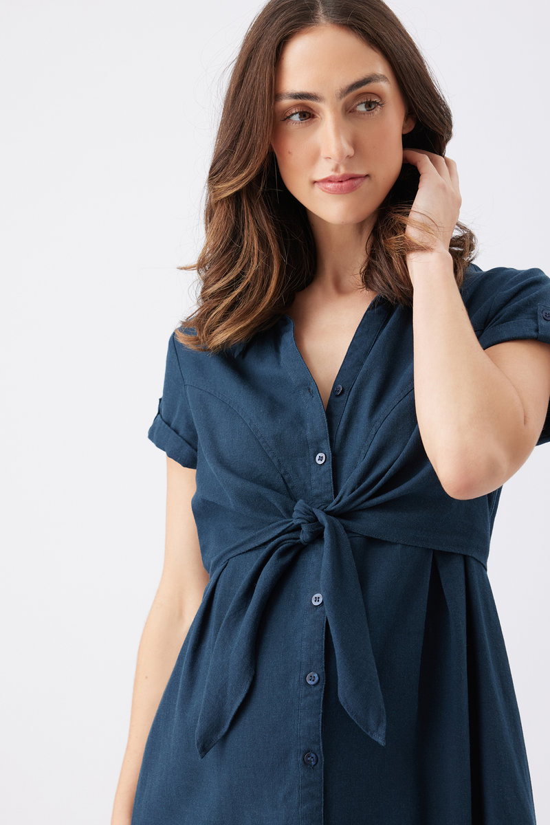 Colette Tie Up Linen Dress – Image 6