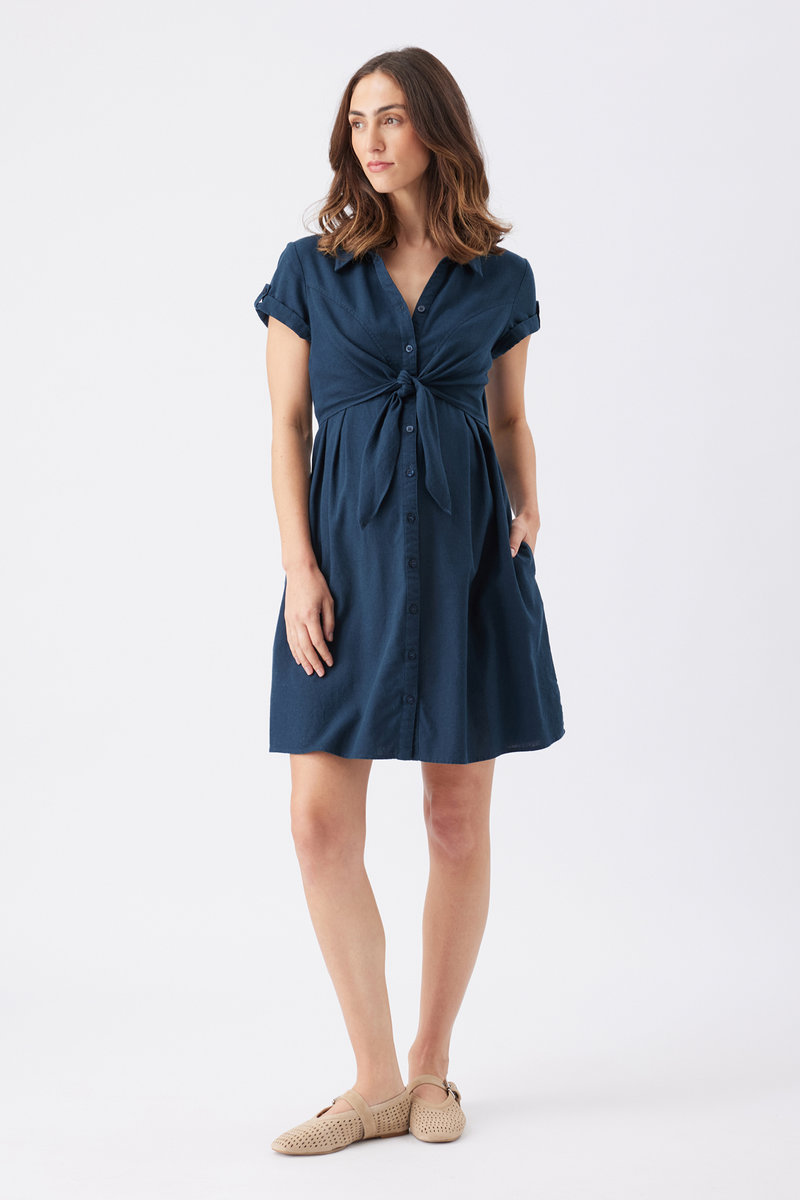 Colette Tie Up Linen Dress