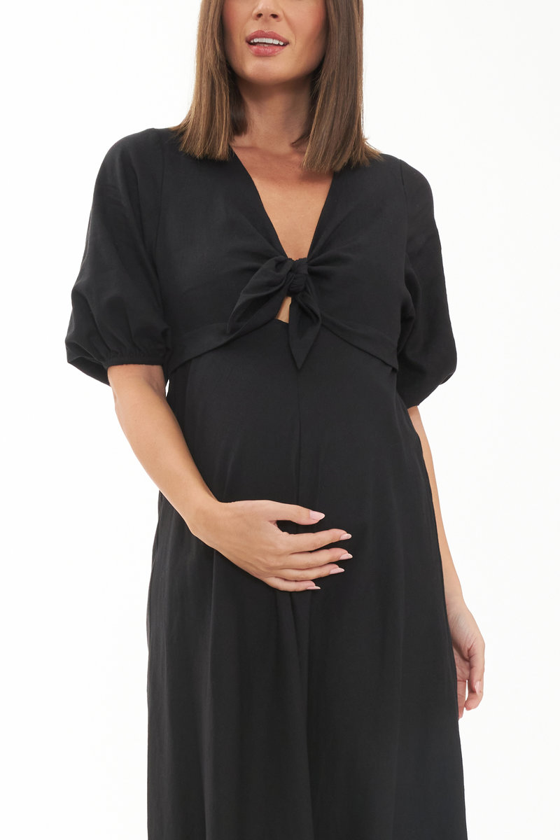 Camille Tie Front Linen Dress – Image 2