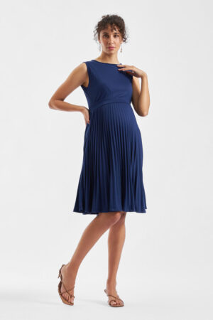 Knife Pleat Dress - Round Neck