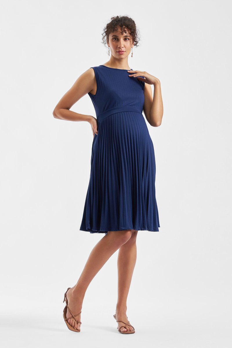 Knife Pleat Dress - Round Neck
