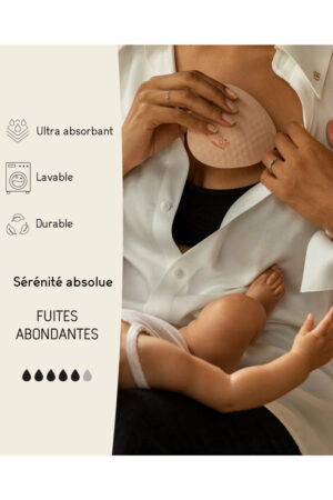 Pack 2 paires - Coussinets d'allaitement lavables - fuites abondantes