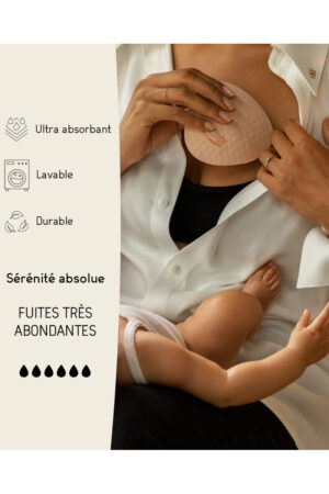Pack 2 paires - Coussinets d'allaitement lavables - fuites très abondantes